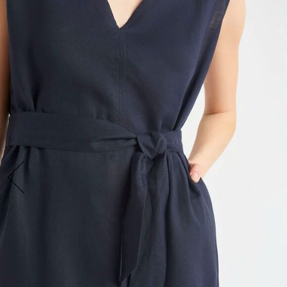 Splendid Navy Blue Mable Linen Blend Sleeveless Maxi Dress - Picture 4 of 8